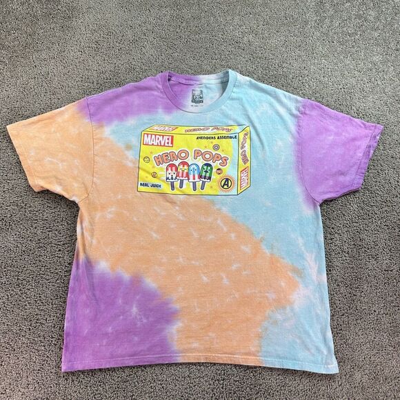 Marvel Eat The Universe Shirt Mens 2XL Hero Pops Avengers Real Juice Tie Dye - Picture 1 of 9